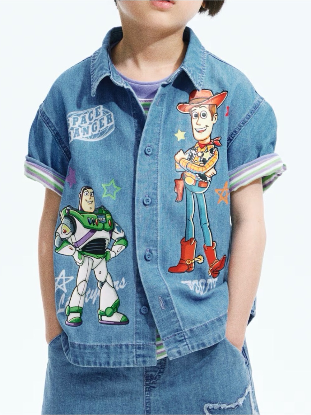 Kids Denim Toy Story Button-Up Shirt Jacket - Blue